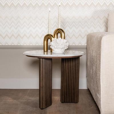 Richmond Bijzettafel 'Mayfield' Mangohout en marmer, 55cm