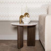 Richmond Bijzettafel 'Mayfield' Mangohout en marmer, 55cm - thumbnail