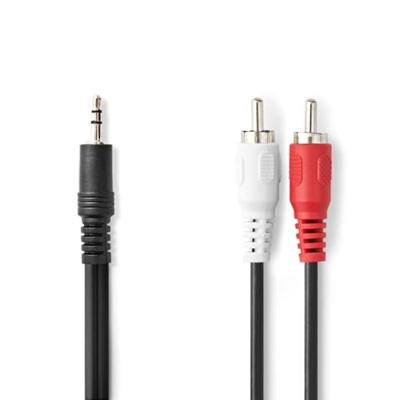 Stereo-Audiokabel | 3,5 mm Male | 2x RCA Male | Vernikkeld | 1.00 m | Rond | Zwart