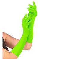 Handschoenen lang neon groen - thumbnail
