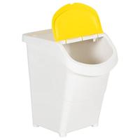 Afvalbakken met deksels stapelbaar 3 st PP 120 L wit - thumbnail