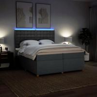 Boxspring met matras stof donkergrijs 200x200 cm - thumbnail
