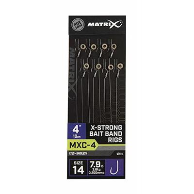 Fox Matrix MXC-4 Barbless X-Strong Bait Band Rigs 10cm 8st. Size 14 - 0,20 mm
