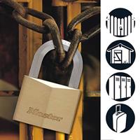 Masterlock 60mm extra thick solid brass body - 35mm hardened steel HEXagonal shac - 1165EURD - thumbnail