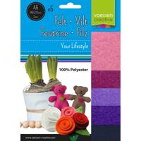 Vaessen Creative • vilt pakket 2mm a5 roze paars 5st. - thumbnail