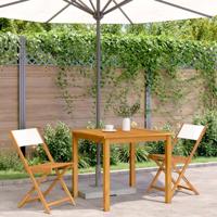 Bistrostoelen 2 st massief acaciahout en stof crmewit - thumbnail