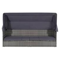 Tuinbed met luifel 205x62 cm poly rattan grijs - thumbnail