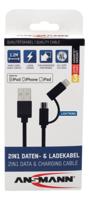 Ansmann USB-kabel, 2-in-1, 1,2 m, diverse kabels - thumbnail