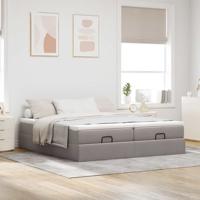 Ottoman bed met matrassen 180x200cm stof taupe - thumbnail