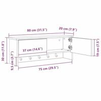 Wandgemonteerde kapstok Wit 80 x 20 x 30 cm Bewerkt hout - thumbnail