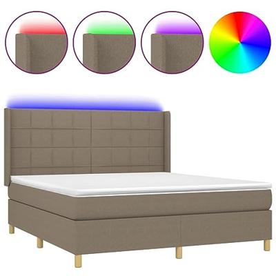 Boxspring met matras en LED stof taupe 180x200 cm