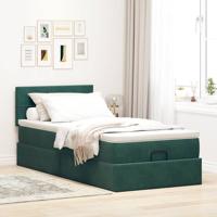 Ottoman bed met matras 80x200cm fluweel donkergroen - thumbnail