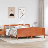 Bedframe zonder matras massief grenenhout wasbruin 200x200 cm - thumbnail