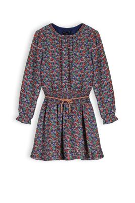NoNo Meisjes jurk bloemen - Manyu - Ensign blauw