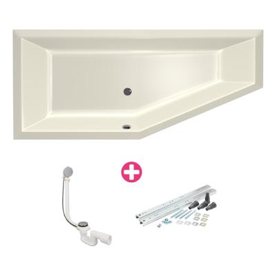 Ligbad Xenz Society compact | Links | 160x90 cm | Incl.Badafvoer | Met overloop | Acryl | Pergamon glans