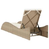 Ligbed met kussen 60x205x73 cm poly rattan beige - thumbnail