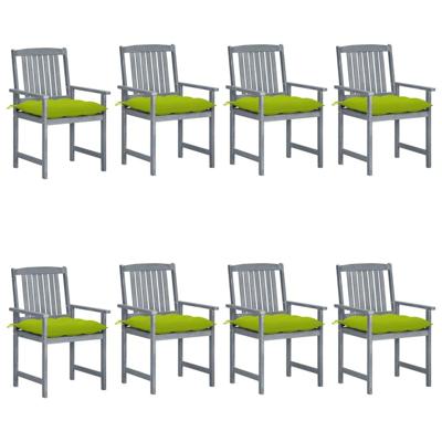 Tuinstoelen 8 st met kussens massief acaciahout grijs