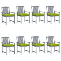 Tuinstoelen 8 st met kussens massief acaciahout grijs - thumbnail