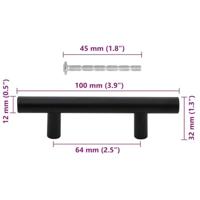 Handvatten 10 st 64 mm roestvrij staal zwart - thumbnail