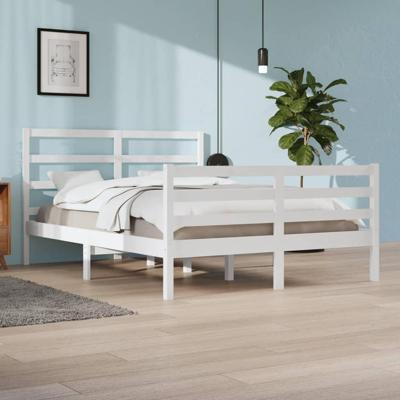 Bedframe massief grenenhout wit 160x200 cm