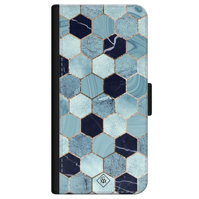 iPhone 12 flipcase - Marmer blauw kubussen