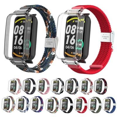 Braided nylon bandje met case - Blauw met wit - Xiaomi Smart band 7 Pro Braided nylon bandje met case - Blauw met wit - Xiaomi Smart band 7 Pro