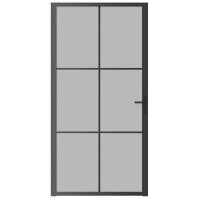 Binnendeur 102,5x201,5 cm matglas en aluminium zwart
