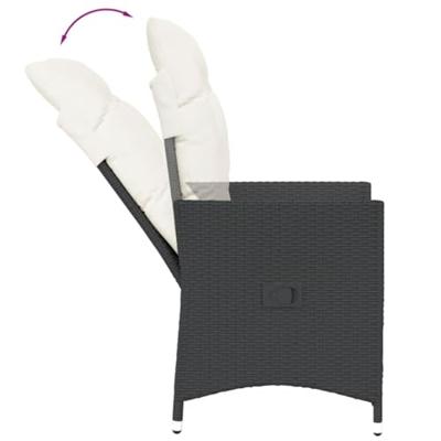 Tuinstoelen 2 st verstelbaar met kussens poly rattan zwart - thumbnail