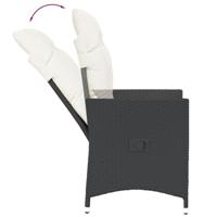 Tuinstoelen 2 st verstelbaar met kussens poly rattan zwart - thumbnail