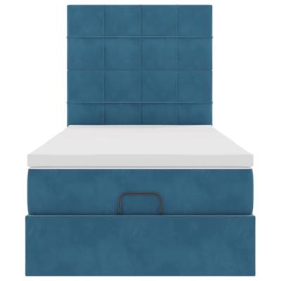Ottoman bed met matrassen en LED's 90x200cm fluweel donkerblauw