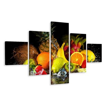 Schilderij - Fruit en water, 5luik, Premium print