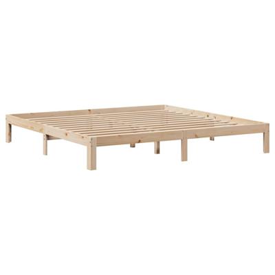 Bedframe met hoofdbord massief grenenhout 200x200 cm - thumbnail