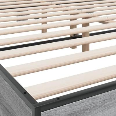 Bedframe bewerkt hout metaal grijs sonoma eiken 150x200 cm