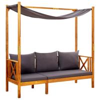 Tuinbank met tafel en voetenbanken massief acaciahout - thumbnail