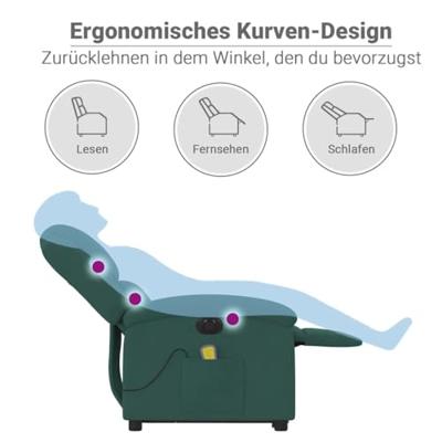 Sta-op-massagestoel elektrisch verstelbaar fluweel donkergroen