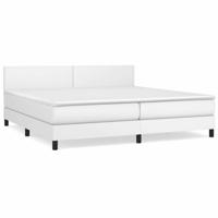 Boxspring met matras kunstleer wit 200x200 cm - thumbnail