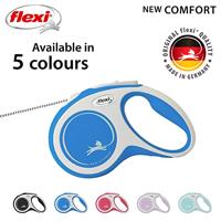 Flexi Nieuw Comfort Cord Grijs & Blauw Kleine 8m intrekbare hondenriem/riem voor honden tot 12kgs/26lbs - thumbnail