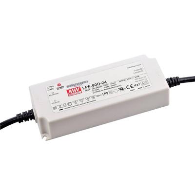 MEAN WELL LPF-90D-24 LED-driver, LED-transformator Constante spanning, Constante stroomsterkte 90 W 3.75 A 14.4 - 24 V/DC Dimbaar, PFC-schakeling,