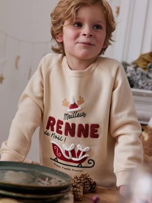 Kindersweater "meilleur renne de Noël" familie-capsulecollectie vanille Kindersweater "meilleur renne de Noël" familie-capsulecollectie vanille