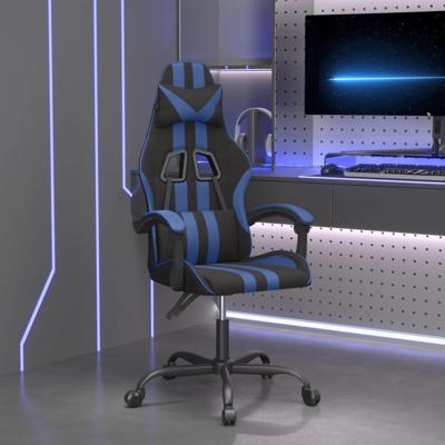 Gamestoel kunstleer zwart en blauw