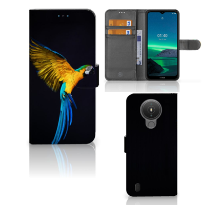 Nokia 1.4 | Telefoonhoesje | Met pasjeshouder | Papegaai