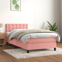 Boxspring met matras fluweel roze 90x190 cm - thumbnail