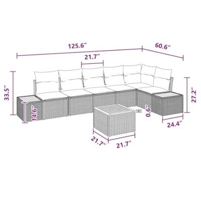 Tuinbankenset met kussen 7 pcs Zwart Poly riet