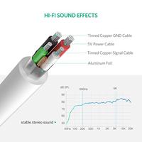 UGREEN 30143 USB-kabel USB 2.0 USB-A stekker, Jackplug-bus 3,5 mm, Jackplug-bus 3,5 mm Wit - thumbnail