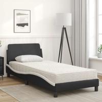 Bed met matras "Dover" kunstleer zwart en wit 90x190 cm - thumbnail