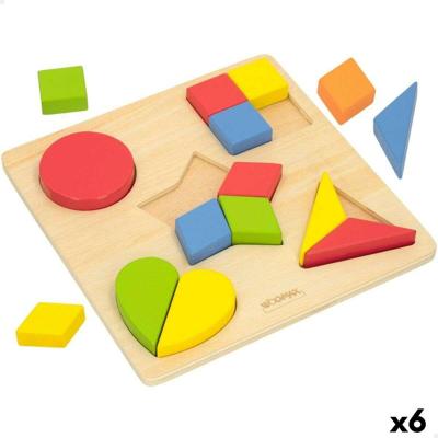 Houten Kinderpuzzel Woomax Vormen + 12 Maanden 16 Onderdelen (6 Stuks)