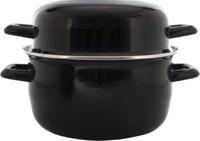 Mosselpan Emaille 24 cm Zwart - thumbnail