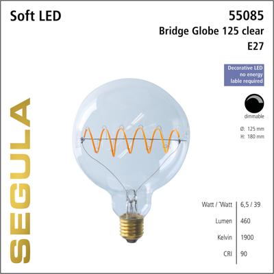 LED Globelamp 125 Bridge Curved helder 6,5W 460 Lumen 1900K E27 dimbaar Segula