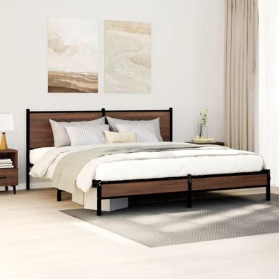 Bedframe zonder matras metaal bruin eikenkleurig 160x200 cm
