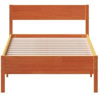 Bedframe met hoofdbord massief grenenhout wasbruin 90x200 cm - thumbnail